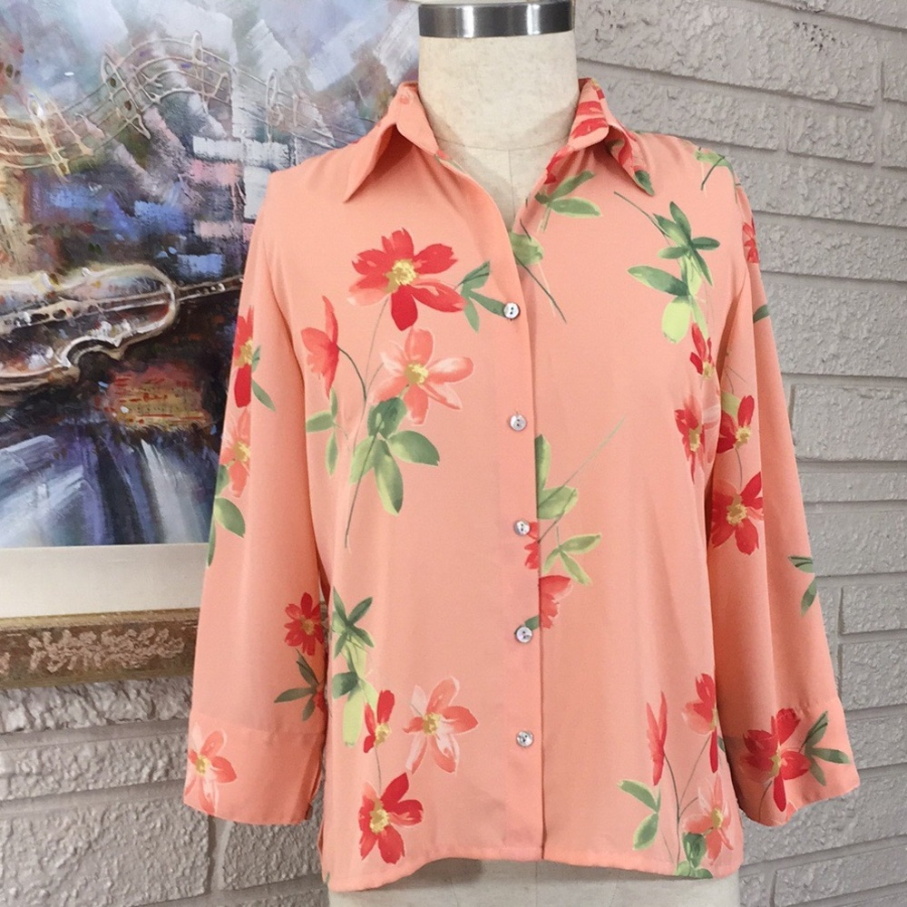 J. H. Collectibles Floral Silky Polyester Top